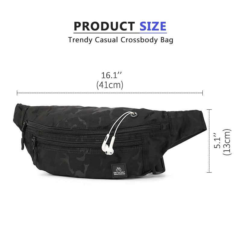 inrnn Fashion Men Waist Bag Waterproof Men\'s Belt Bags Outdoor Sports Sling Chest Bag for Teenager Male Shoulder Messenger Bag