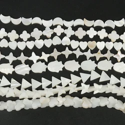 Natural Shell White Love Heart Cross Star Moon Mother Of Pearl Round Spacer Beads For Jewelry Making DIY Bracelet Handmade