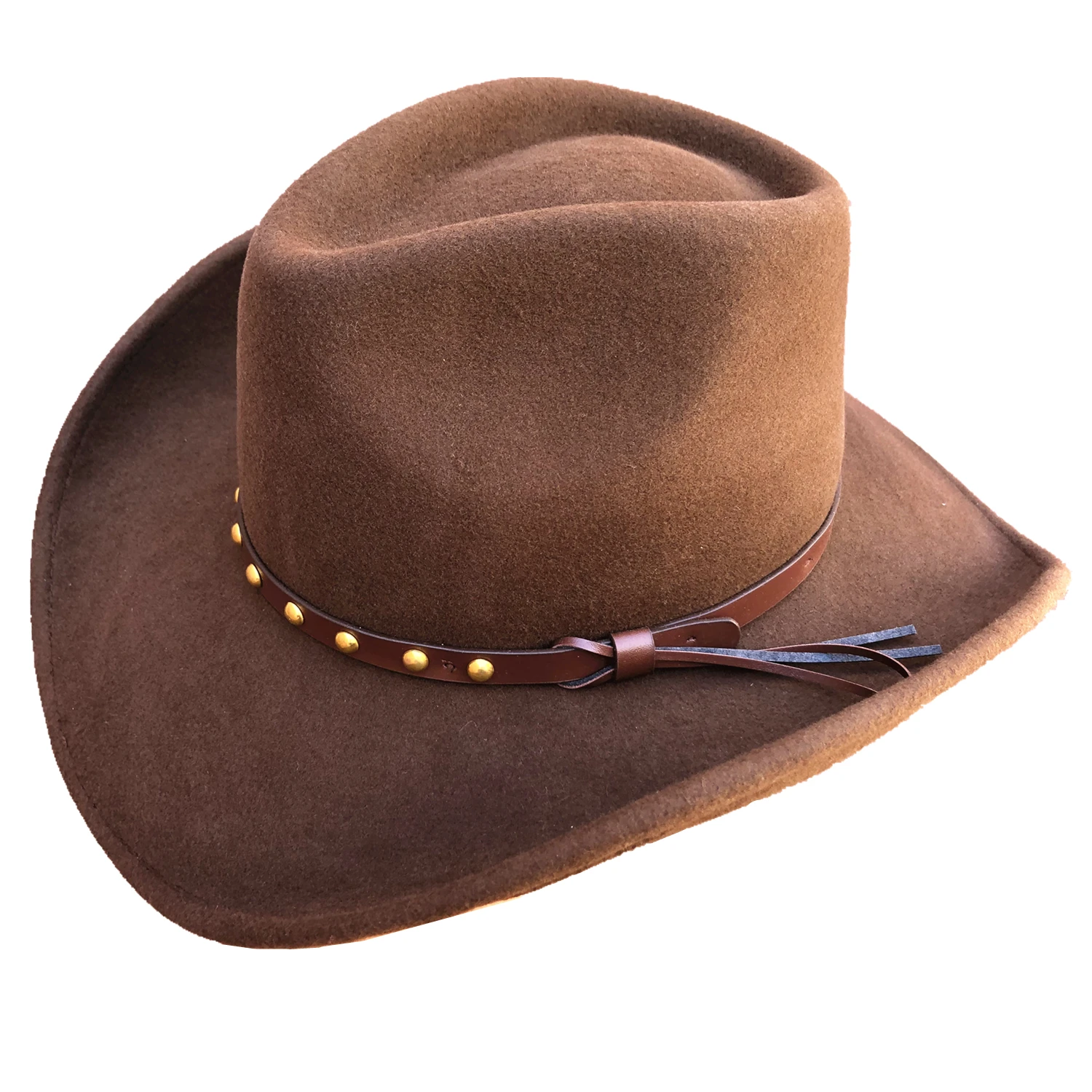 Brown Wool Felt Western Cowboy Hat For Men Women