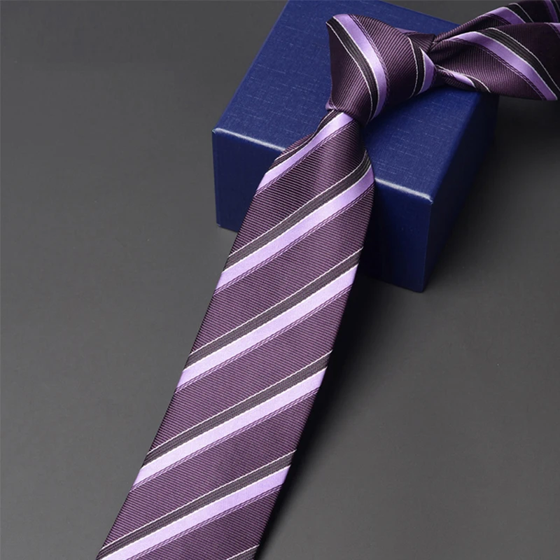 Brand New Men\'s Business Tie 7CM Wide Stroped Neck Tie For Men Fashion Formal Neckties Business Work Dress Shirt Ties Gift Box