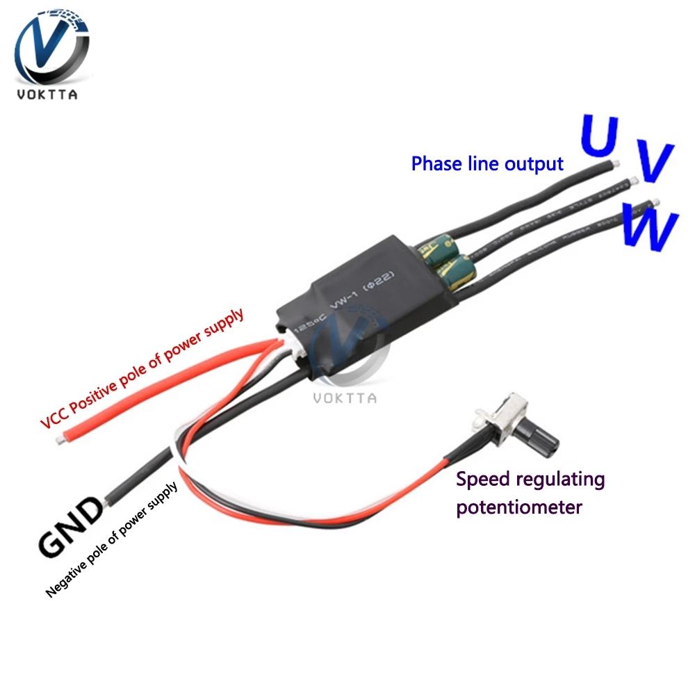 DC 7-24V 200W BLDC 3-Phase Brushless Motor Driver Hallless DC Motor Drive Board Speed Controller Module with Potentiometer