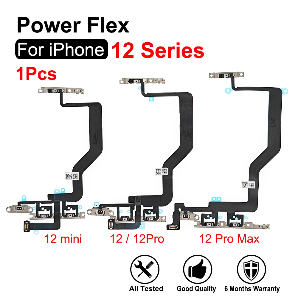 Para iPhone 12 Pro Max Mini 12 Pro, botón de encendido/apagado, subir/bajar el volumen, Cable flexible, piezas de repuesto