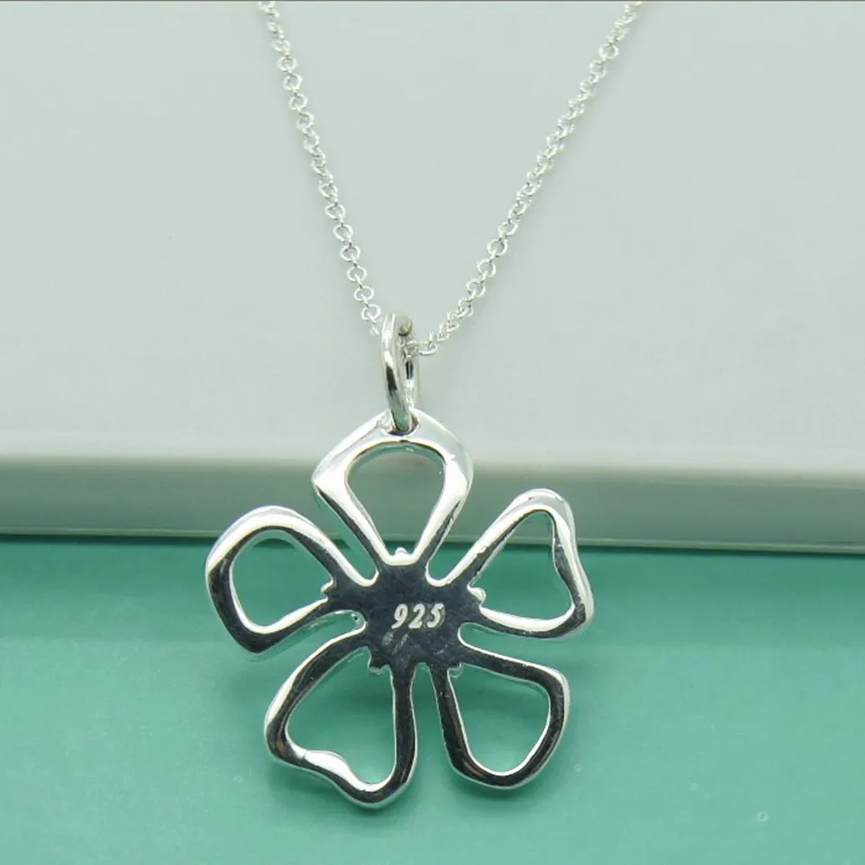 New Fashion 925 Sterling Silver Jewelry Temperament Large Flower Female Pendant Necklaces For Women