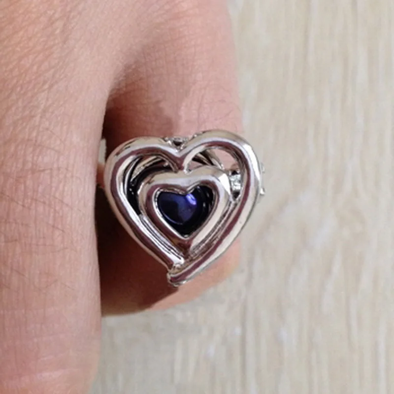 18kgp Peach Heart Shape Ring Can Open & Put In A 7MM Bead Cage Ring Fitting Adjustable Size
