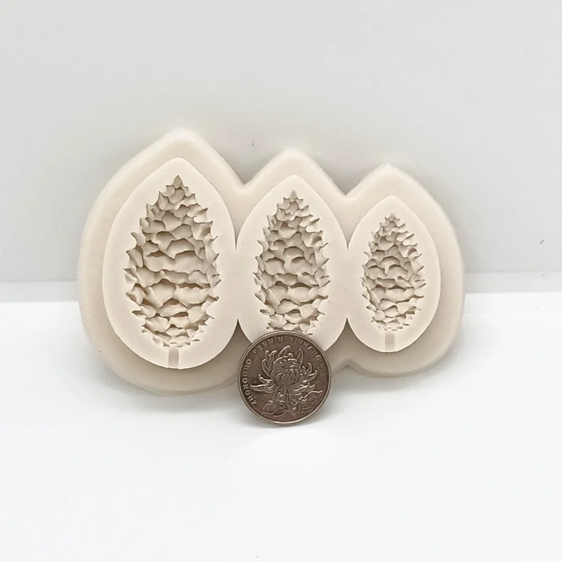 3 Pine Cones Shape Silicone Mold Resin Kitchen Cake Baking Tool DIY Pastry Chocolate Fondant Moulds Dessert Lace Decoration