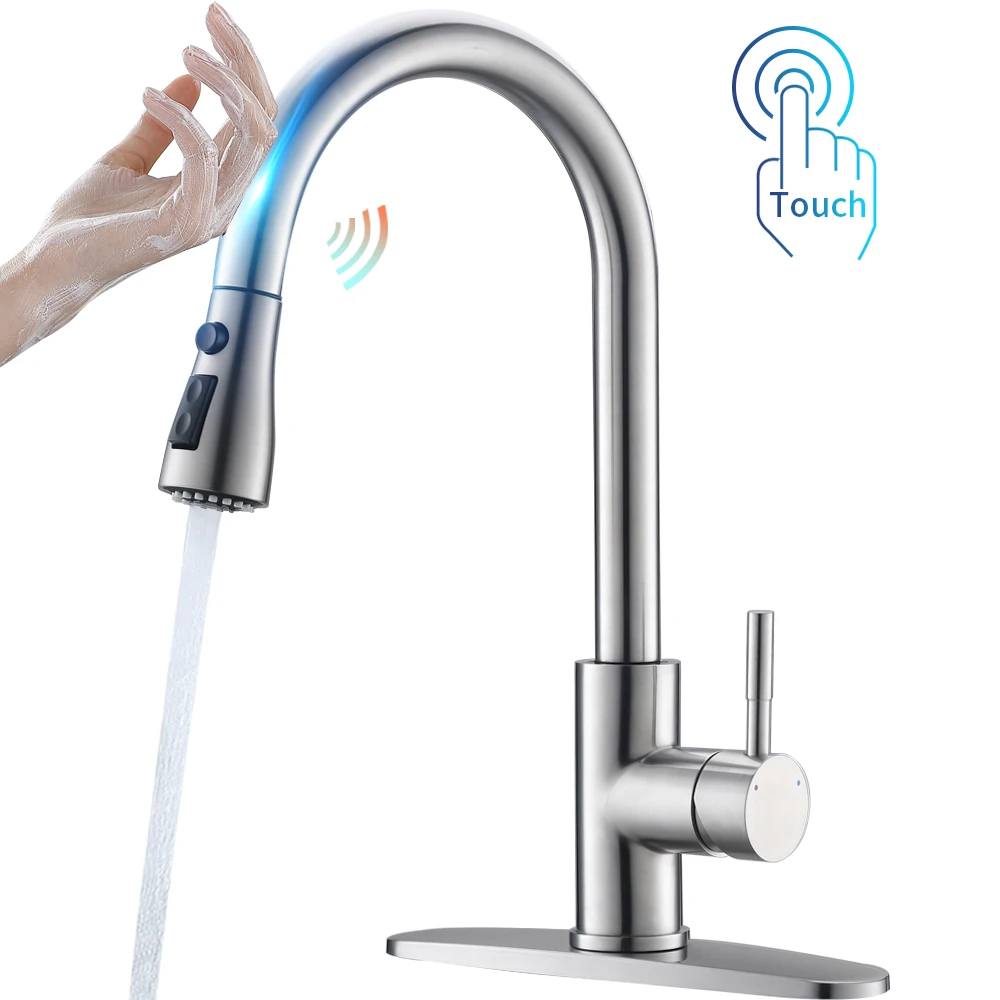 

Smart Touch Kitchen Faucets Crane For Sensor Kitchen Water Tap Sink Mixer Rotate Touch Faucet Sensor Water Mixer KH-1005