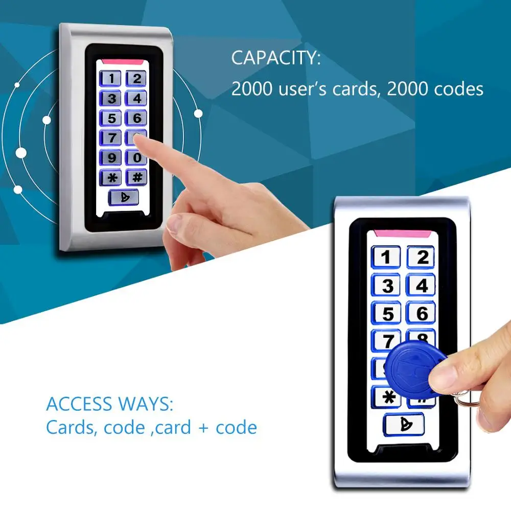 Door Access Control System Kit RFID Access Control Keypad + Power Supply + Electric Magnetic Lock Bolt Strike Locks + 10pcs key