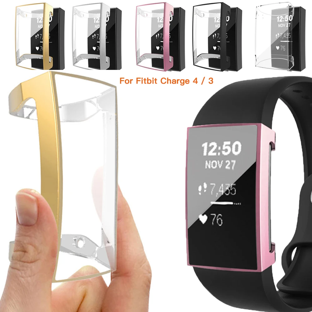 

Полная защита для Fitbit Charge 4 3, защитный чехол для зарядки, защитная крышка для экрана, защитная крышка для края, рамка с покрытием из ТПУ, защитная оболочка
