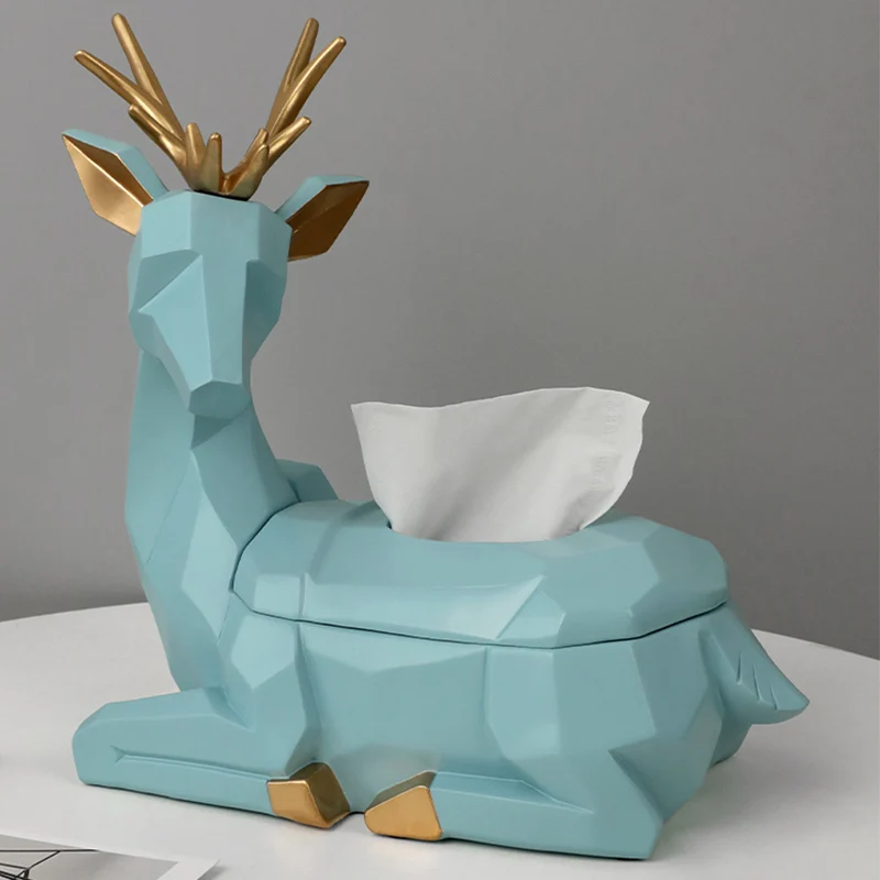 Elk Resin with Cover Tissue Box Car Tissue Holder Home Living Room Dining Table Desktop Napkin Holders Bedroom Bedside Ornaments