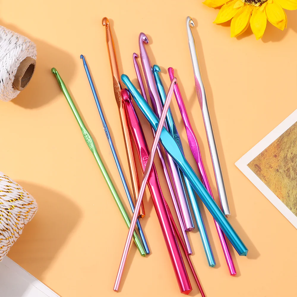 2-8mm Colorful Knitting Crochet Aluminum Knitting Needle Crochet Needles Crochet Hook Set Sweater Stitch Tool Sewing Accessories