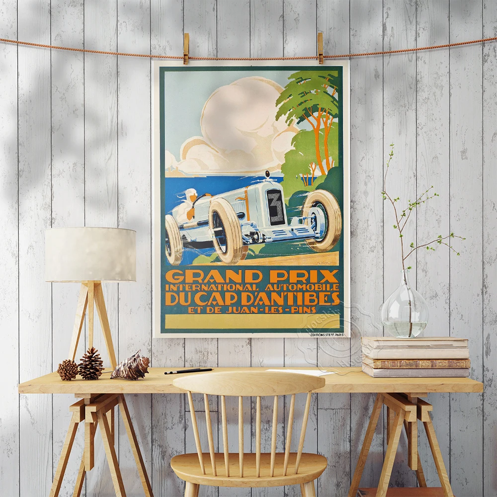 1929 Grand Prix International Automobile Vintage Art Poster, 1920s Vintage Vehicle Contest Art Prints, Club Decor Wall Sticker