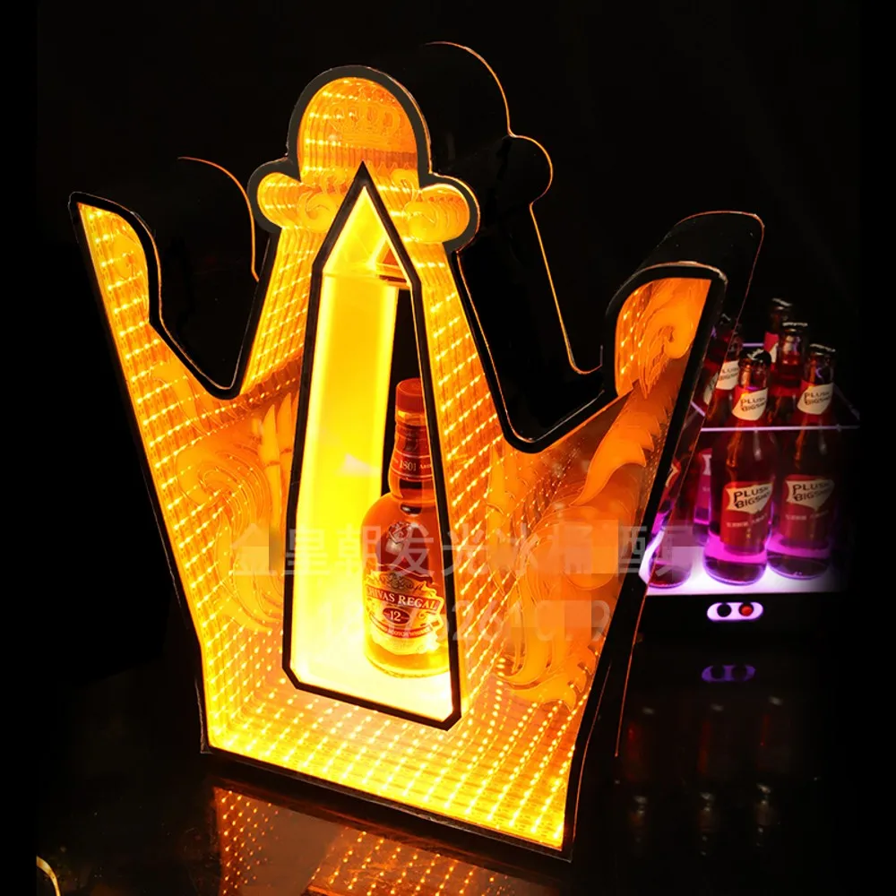 Crown Shape LED Luminous Champage Bottle Presenter Rechargeable Cocktail Whisky Drinkware Holder For NightClub Party Loung