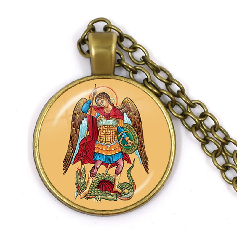 New Men Necklace Archangel St.Michael Protect Me Saint Shield Protection Charm Russian Orhodox Pendant Jewelry For Holy Gift