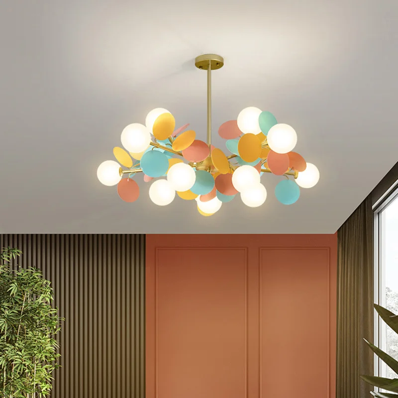 Imagem -02 - Lustre para Crianças com Multicolorido Flor Ramo Kids Pingente Lâmpada Luzes Penduradas para o Quarto Moe Luminárias