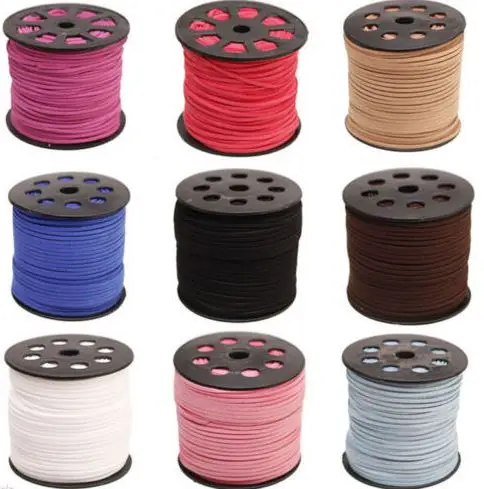 Biały 3mm x 1.5mm 100 metr czarny czerwony brązowy rty32r Faux płaskie zamszowe aksamitna koronki skóra przewód biżuteria DIY liny ubrania buty