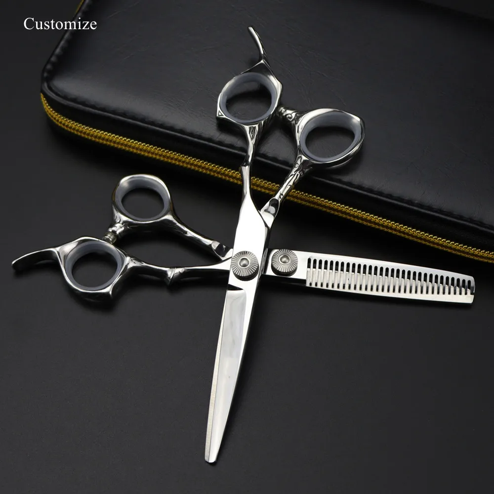 

Customize logo Japan 440c steel 6 inch hair cutting scissors haircut thinning barber haircutting shears hairdressing scissors