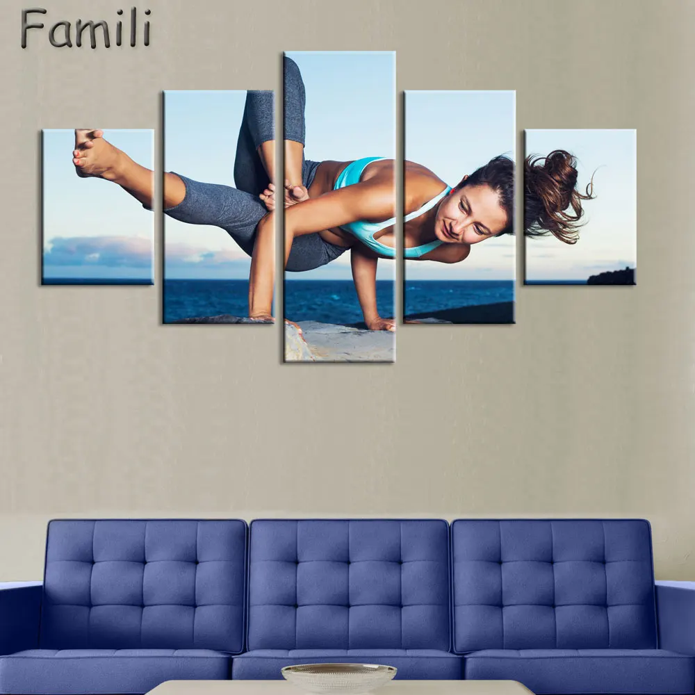 

5pcs Wall Art Poster Bodybuilding Exercise Fitness Sports Painting Canvas Printing Unframed Modular Pictures,bodybuilding poster