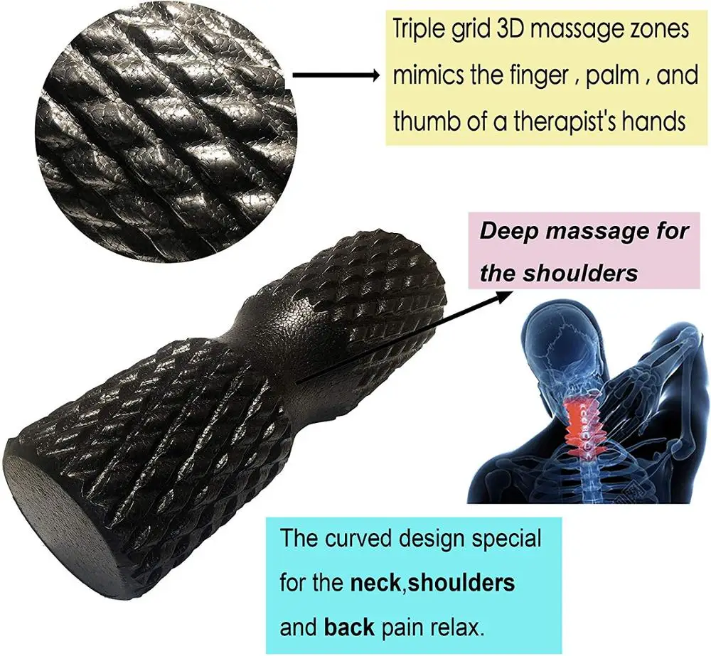 EPP Fitness Yoga Massage Roller High Density Muscle Foam Roller for Stretching, Physical Therapy, Deep Tissue