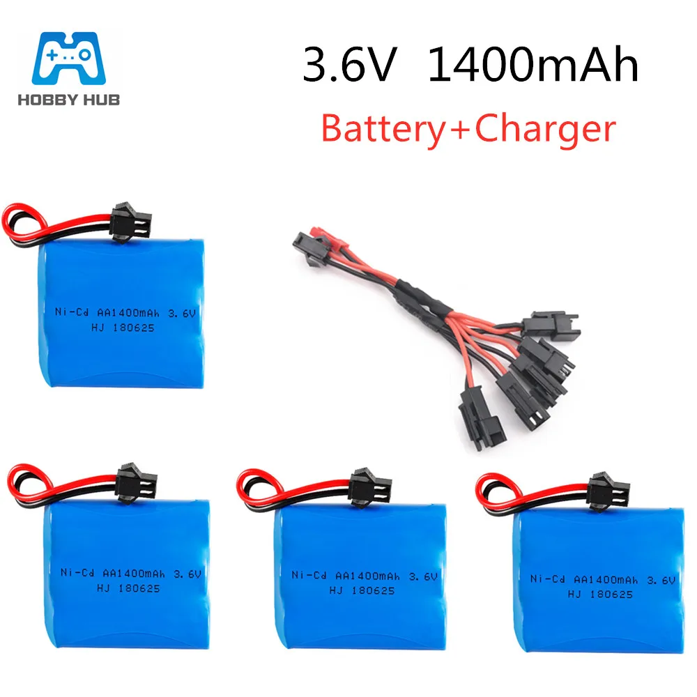 2/3/4 × 3.6v 1400mah ni-cd充電式バッテリー5 In1充電器rcカーボート銃トラック列車リモートコントロールおもちゃのバッテリー