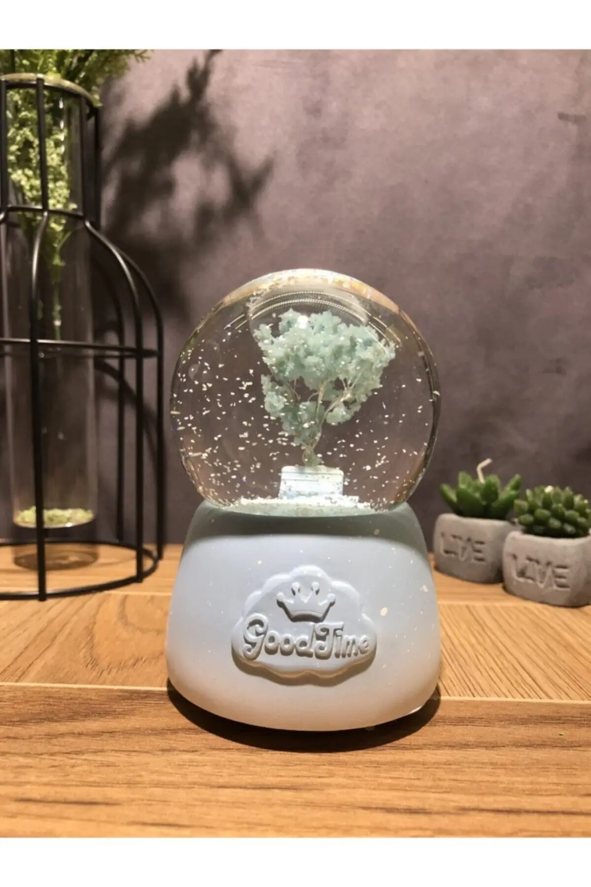 Tree of Life Design Musical Luminous Snow Globe Automatic Snow Jet Glass Ball Snowblast Glass Crystal Balls Magnetic Globes