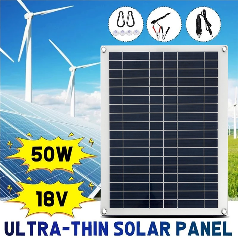 50W 18V Solar Panel Kit Ulti-dünne Sonne Power Lade Board Dual Ausgang DC USB Touring Auto moible Telefon Solar Zellen Generator
