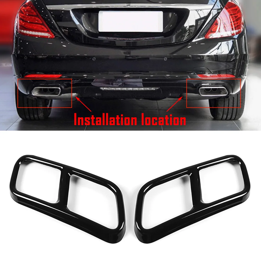 Stainless Car Exhaust Muffler Pipe Tip Tailpipe Cover Trim For Benz S Class W221 W222 2010 2011 2012 2013 2014 2015 2016 2017