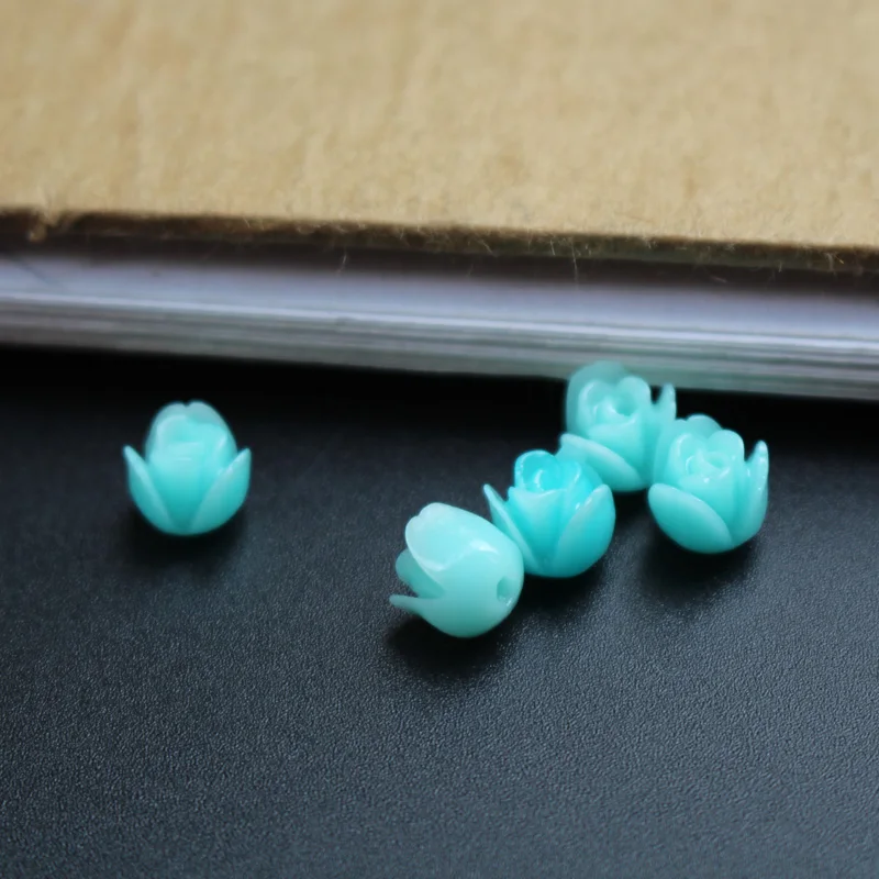 20 teile/los 7mm Künstliche Korallen Tulpen Blume Perlen Rot Farbe Cabochon Mode Perlen für Schmuck machen DIY zubehör – Detail 8
