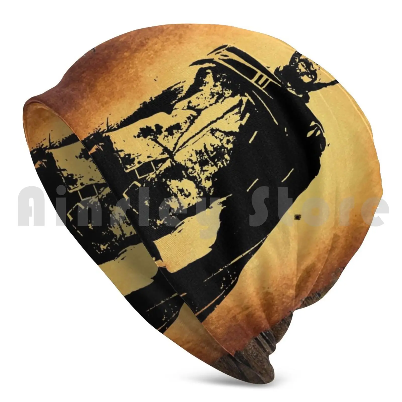 Cowboy The Legend Beanie Hedging Cap DIY Print Cushion Western Cowboy Wood Wild West Legend Gunslinger Abstract