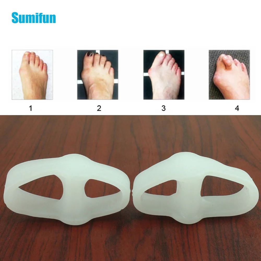 Sumifun 2pcs Toe Separator Silicone Soft Foot Spreader Alleviate Overlapping Pain Hallux Valgus Correction Straighteners Tools