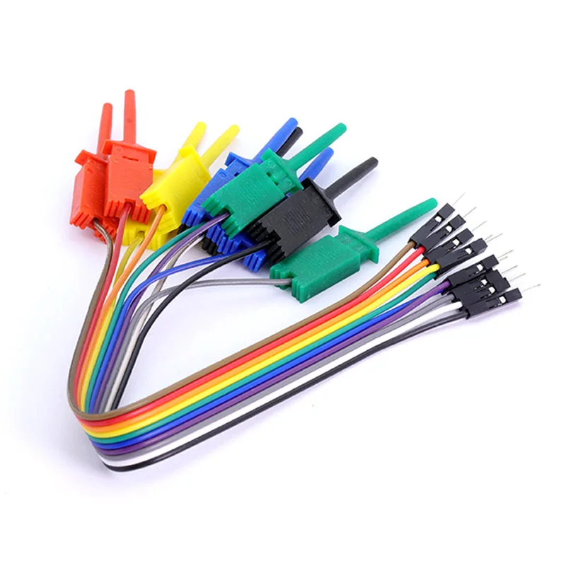 1set 25cm 10PIN Hook Clip Line Kit,High Efficiency, 5colors, Logic Analyzer Cable Gripper Probe Test