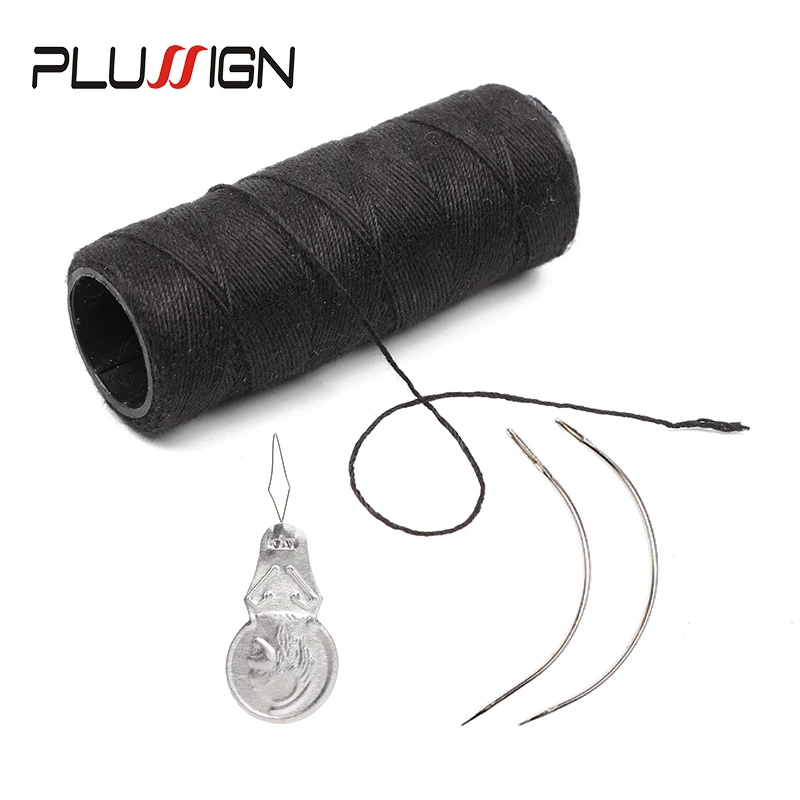 Plussign Curved Needle For Wig Dreadlock Needle Weaving Thread For Wigs Black 50 Meters Home Use Diy Wig Making Tools For Sewing