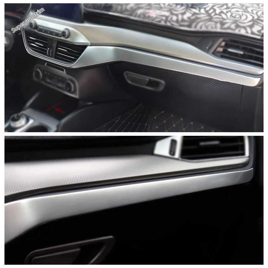 Central Control Dashboard Panel Strip Decoration Cover Trim For Ford Focus MK4 2019 - 2022 Stainless Steel Interior Accessories