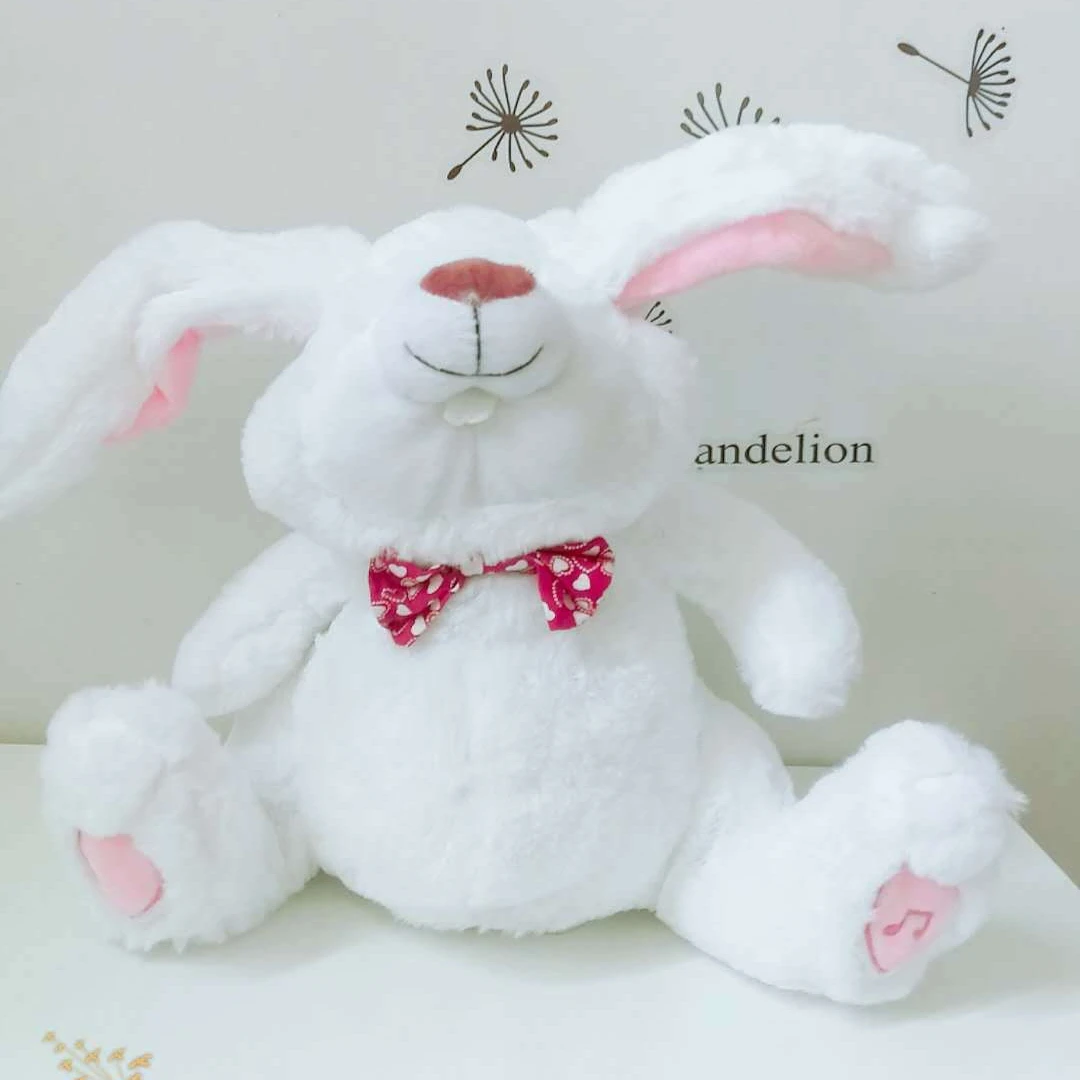 Electric Children's Toy White Plush Rabbit Children's Educational Plush Toy Rabbit Doll with Music