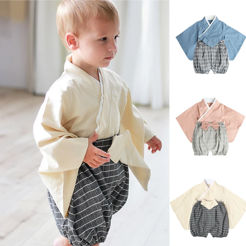 

Japanese Kimono Baby Girls Boys Pajamas Children Floral Print Jumpsuit Sleepwear Kids Cute Rompers Yukata Korean Hanbok Pyjamas