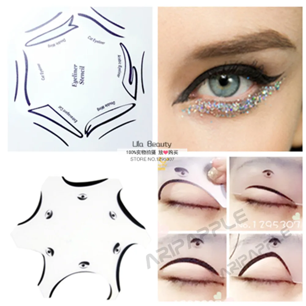 2packs Multifunction Eye Stencil 6 in 1 Eyeshadow and Eyeliner Stencils For Eye Makeup Template Makeup Card Eye Cosmetic Tools