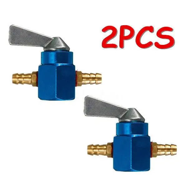 

2 Pcs 6MM MOTORCYCLE QUAD ATV IN-LINE PETCOCK VALVE PETROL ON-OFF FUEL TAP BLUE