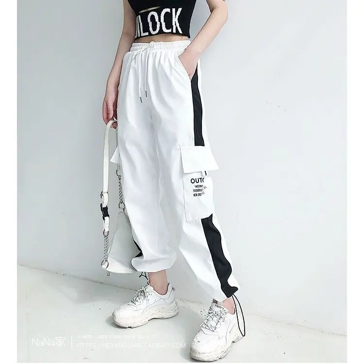 2022 cargo pants summer women High waist pants loose joggers pants streetwear punk black capris trousers Korean Harem Pants