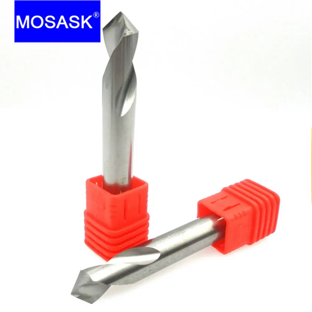 MOSASK HRC55 3mm 4mm Tungsten Carbide Steel Point Angle 90 Degree Spot Drill Bit Machining Hole Chamfering Tools