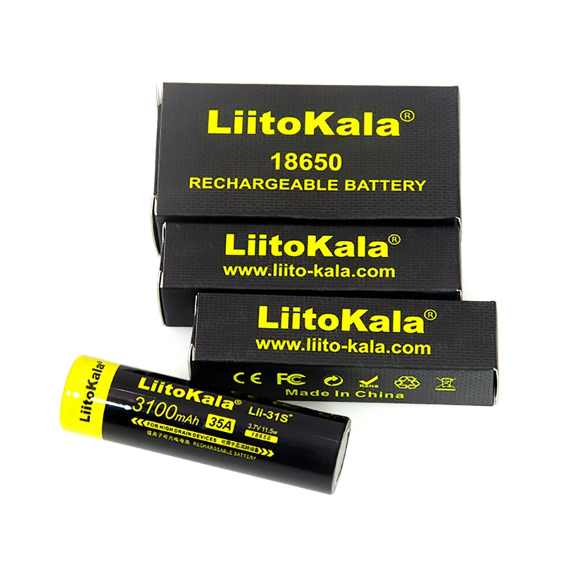 4PCS LiitoKala Lii-31S 18650 Battery 3.7V Li-ion 3100mA Instant Maximum 35A Power Battery For High Drain Devices.