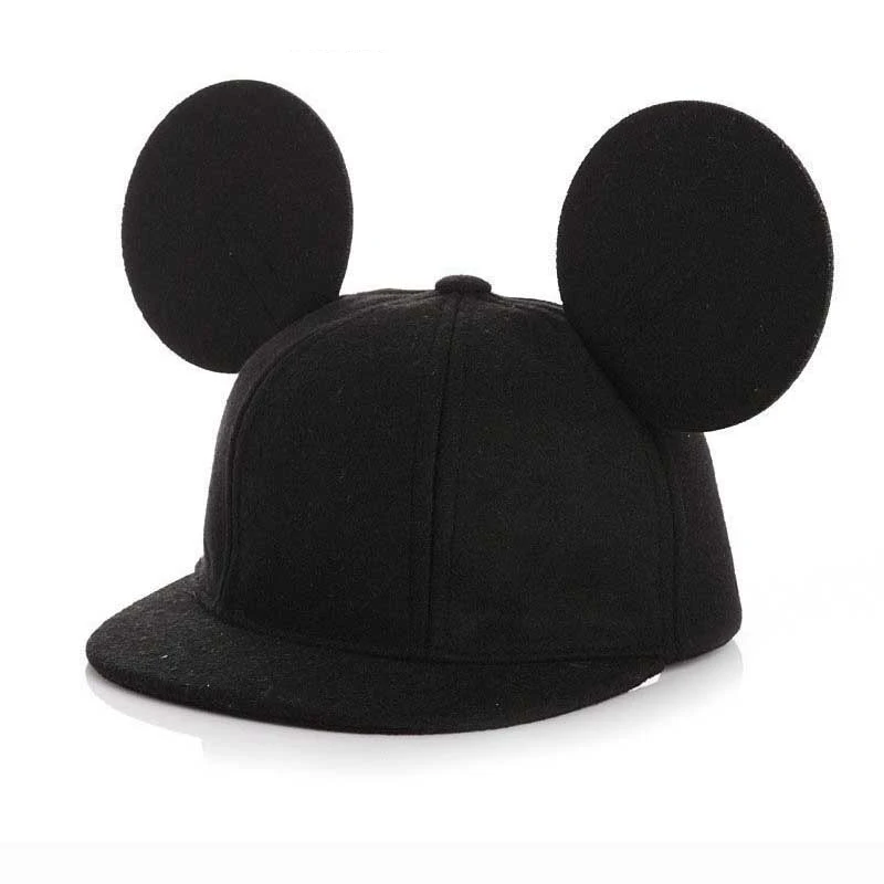 2019 New Cartoon Cute Winter Big Ears Snapback Hats Girls Hat Hip Hop Baseball Caps Female 100% Real Wool Hat For Women