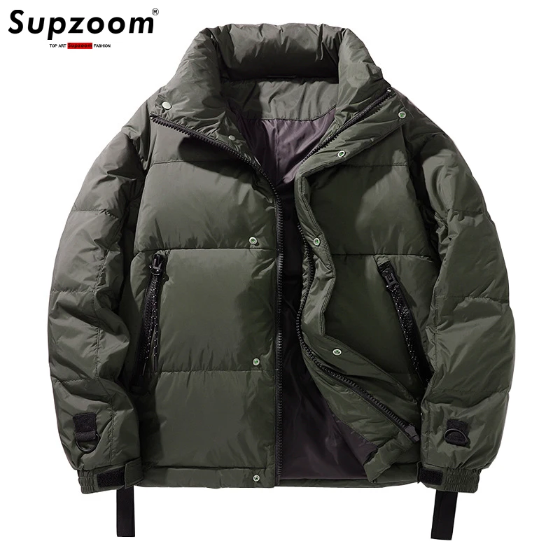 Supzoom New Arrival Embroidery Zipper Brand Clothing Winter Stand Collar Basic Men Down Jacket Coat Solid Color Thickened