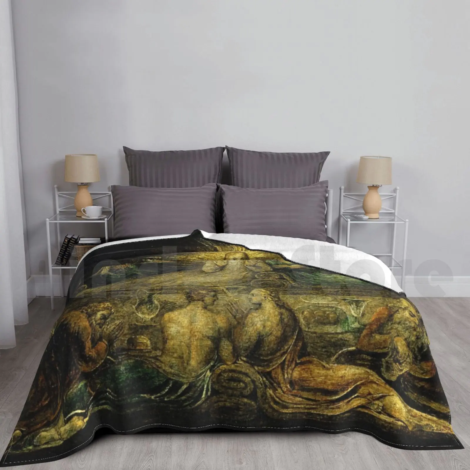 The Last Supper-William Blake Blanket For Sofa Bed Travel Religious New Jesus Christ Apostles Meal Rays