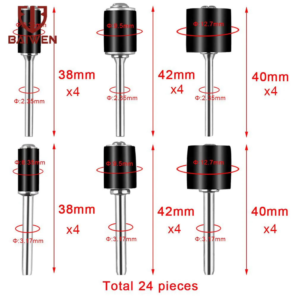 5pcs Drum Sanding Kit Abrasive Tools 2.35mm & 3.175mm Shank Mandrels for Dremel Rotary Tools 1/2, 3/8 & 1/4 inch