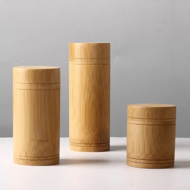 

50Pcs/Lot Bamboo Storage Bottles Jars Wooden Small Box Containers Handmade For Spices Tea Coffee Sugar Receive With Lid Vintage
