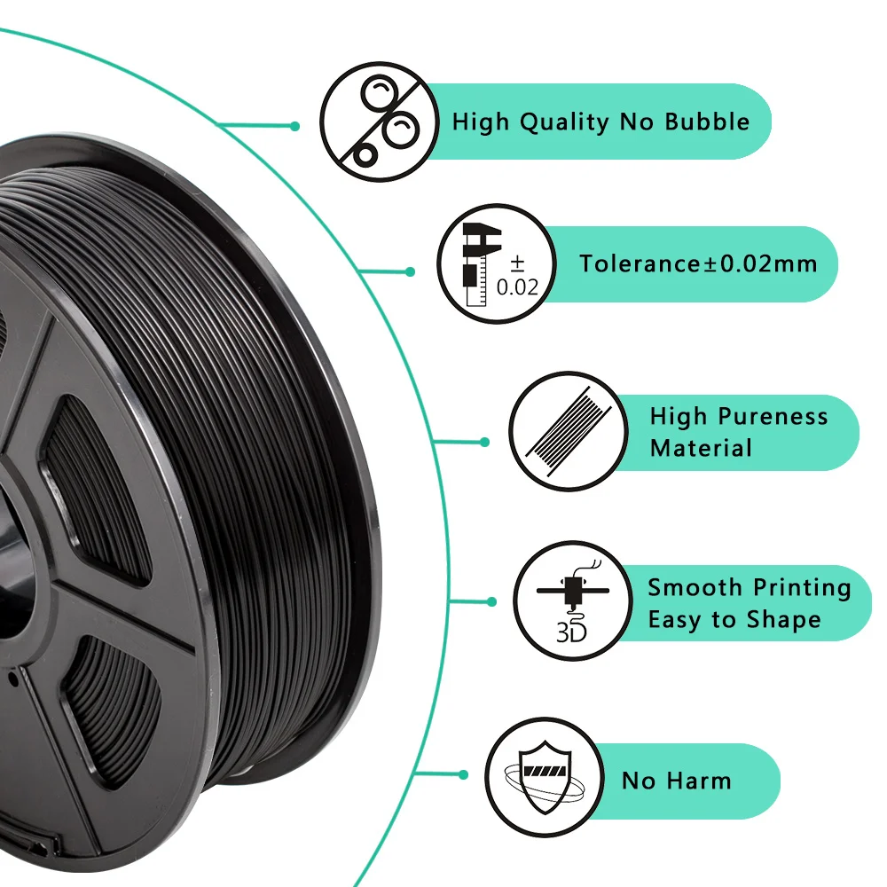 Filamento per stampante 3D SUNLU 1,75 mm 0,9 kg/rotoli Filamento per stampa 3D in ABS bianco e nero Materiale per stampa 3D per stampante 3D