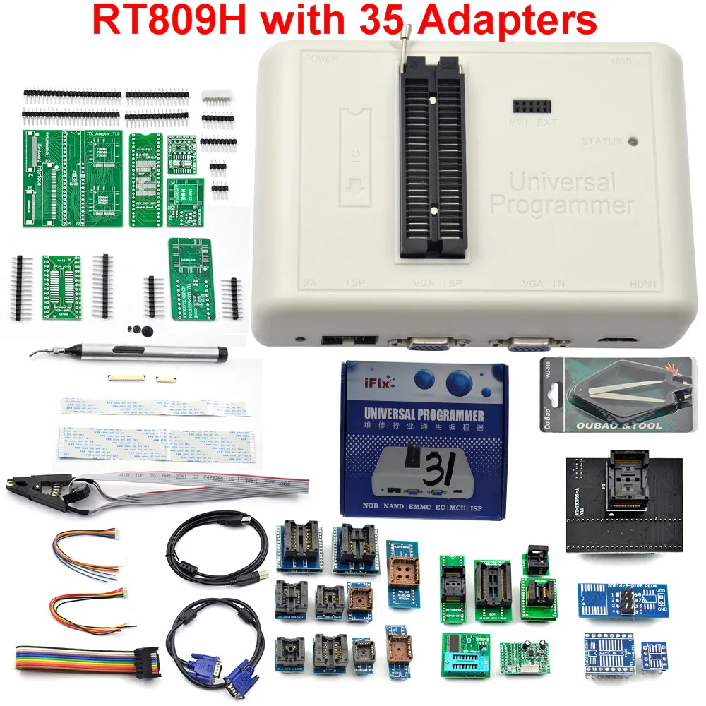 

100% Original Universal RT809H EMMC-Nand FLASH Programmer better than RT809F/TL866II plus NAND with 35 Items