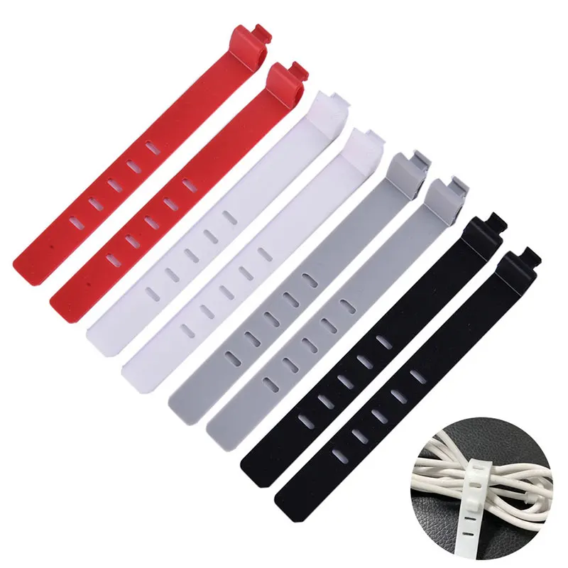 

2PCS Silicone Phone Data Cable Winder Earphone Clip Charger Organizer Cable Tie