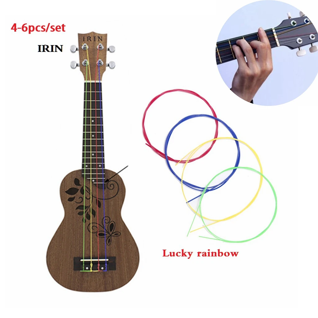 4-6pcs/set Nylon Rainbow Colorful Ukulele Strings Durable Replacement Part for Ukulele Guitar Musical Instrument Accessorie