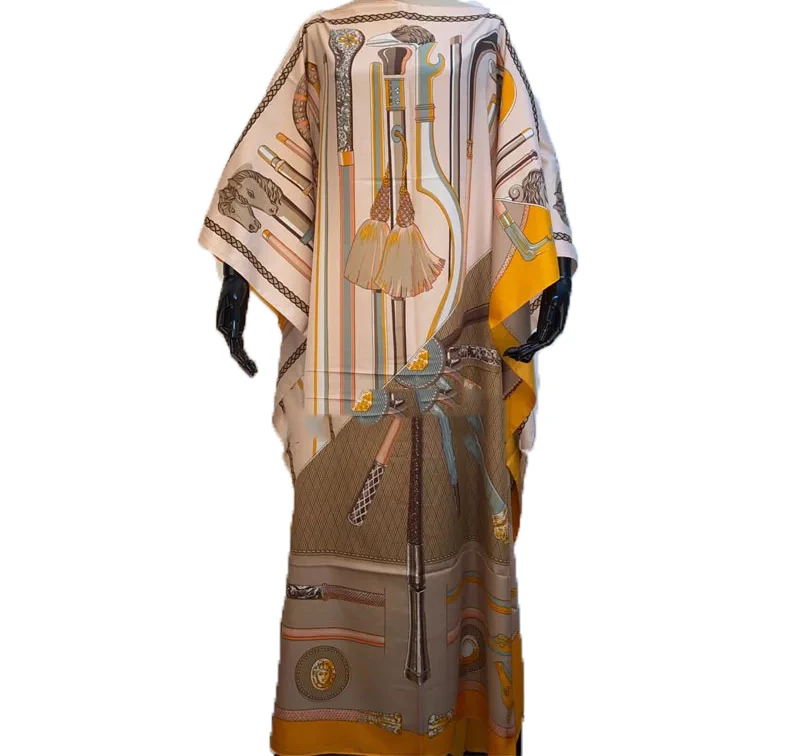 Vestidos africanos para mujer elegante estampado verano Boho Kaftan Maxi vestido Turquía mujeres musulmanas seda Abaya Riche caftán femenino