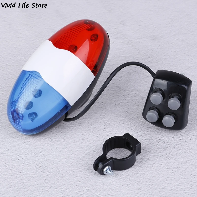 1x Bicycle Bell 6 LED 4 Tone Bicycle Horn Bike Call LED Bike Light Electronic Loud Siren Kid Accessories Bike Scooter MTB